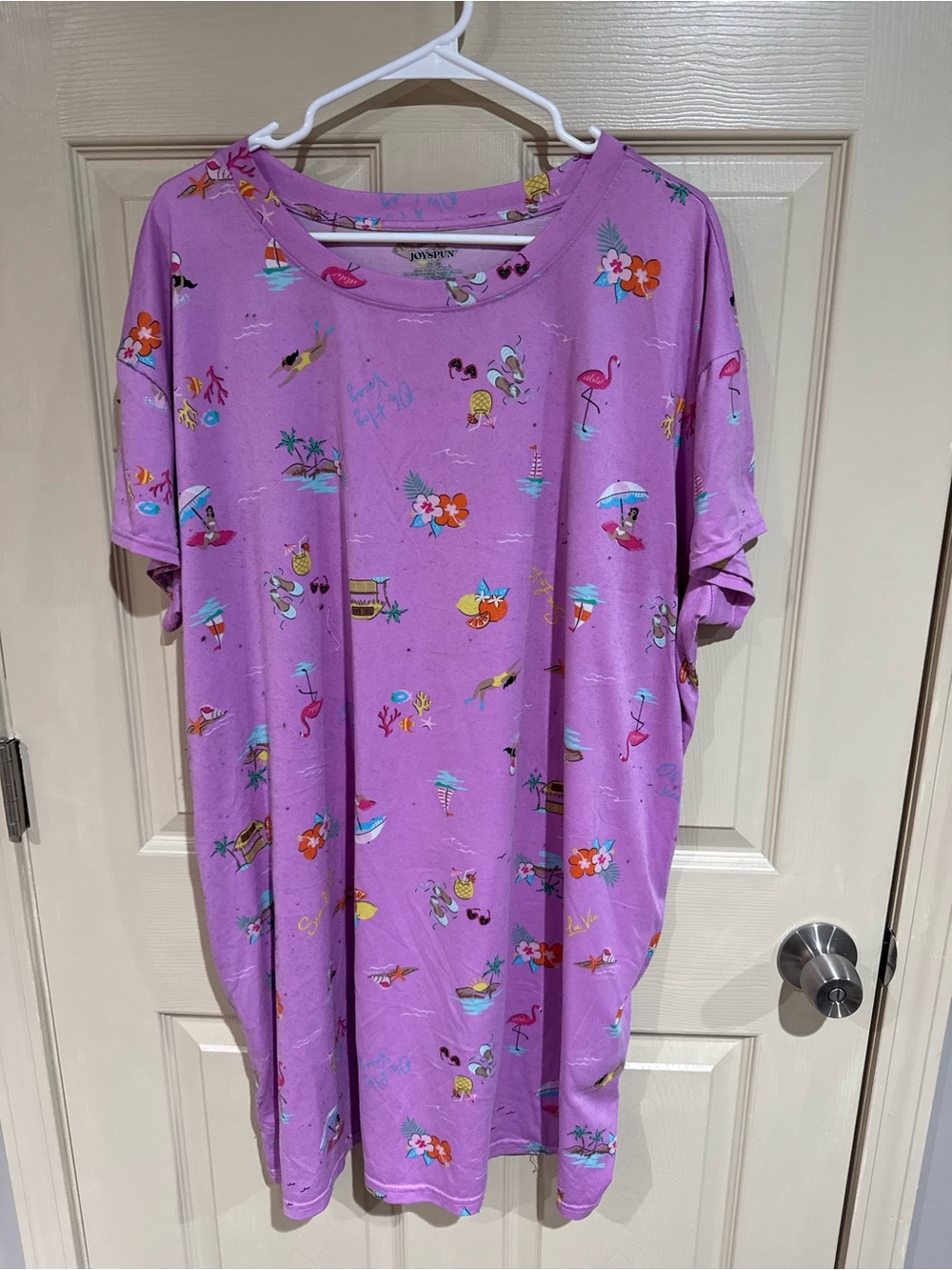 Women's Lavender Tropical Print Sleep Dres Tee